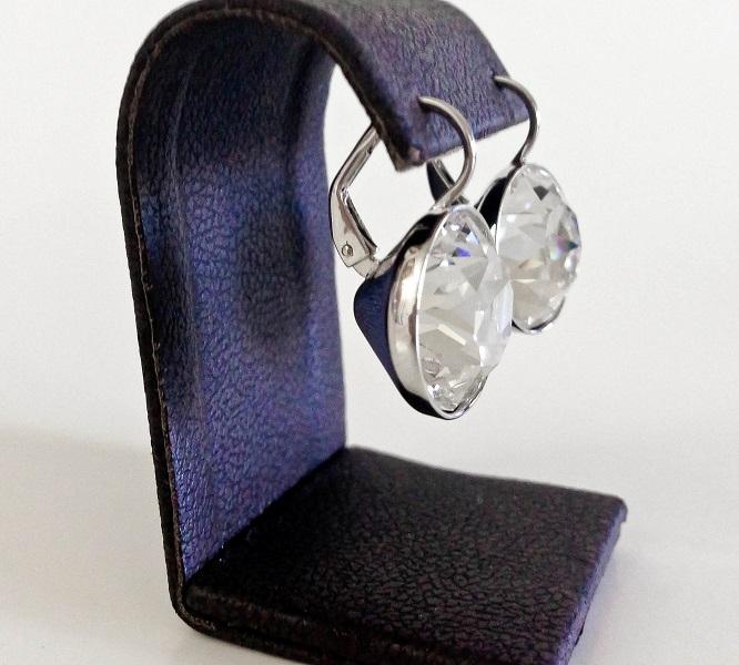 Bella Earrings Made With Genuine Swarovski Crystals Silver Plated Bezel Lever