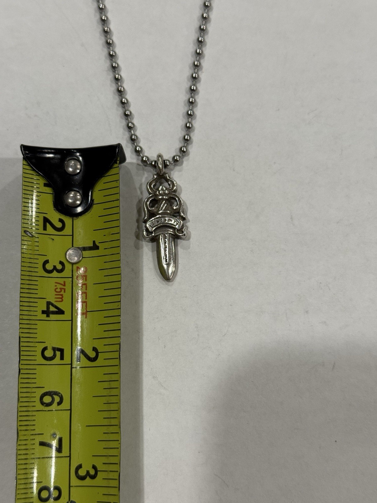 Chrome Hearts Dagger Pendant Silver Ball Chain Necklace Sterling .925 #5 CH