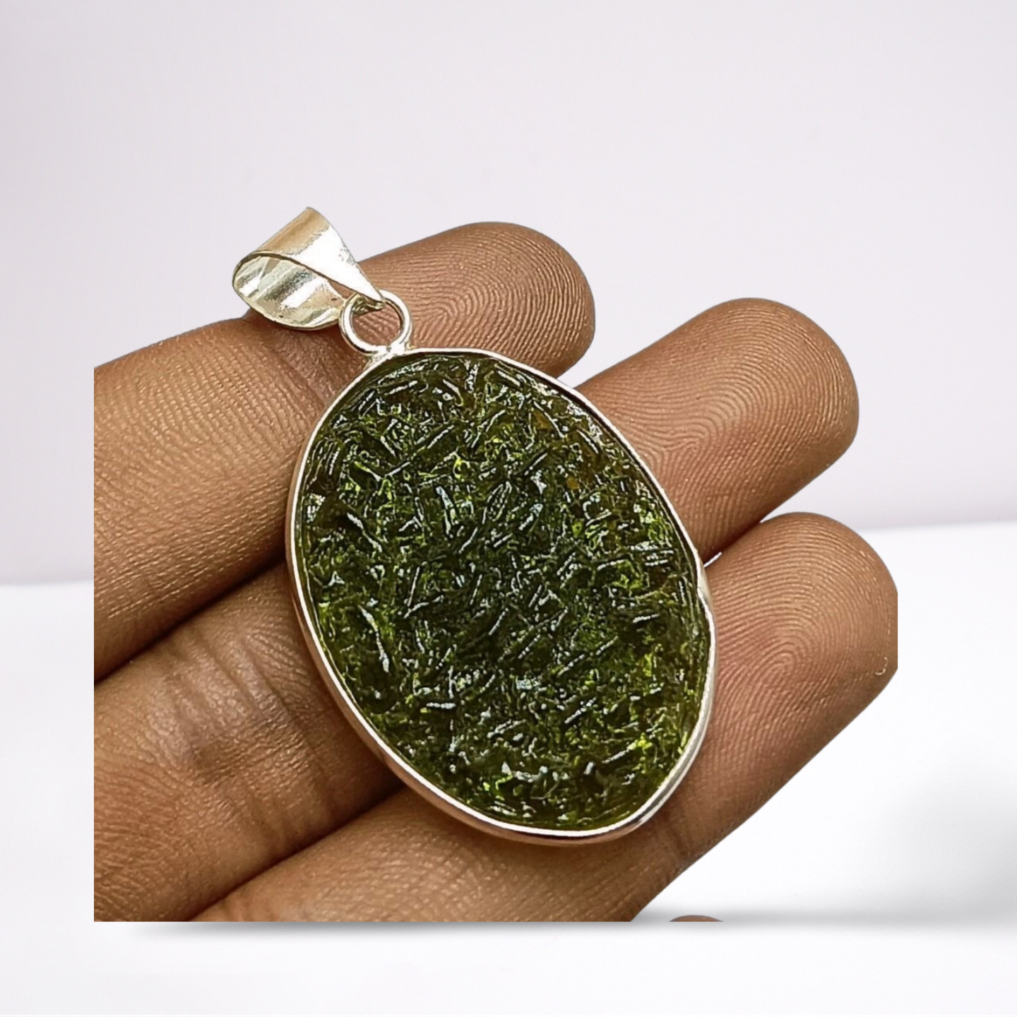 Sale Moldavite Gemstone 1PCS Pendant 925 Sterling Silver Plated Fashion Jewelry