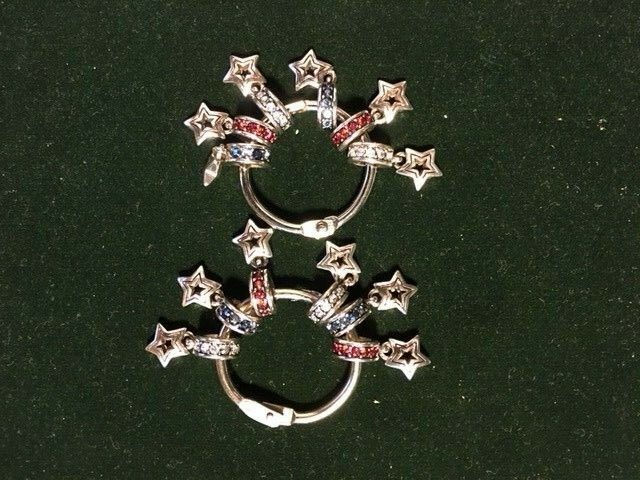 Brighton Shooting Star Spacer-silver color Set 1-RED-CLEAR-BLUE crystals dangly