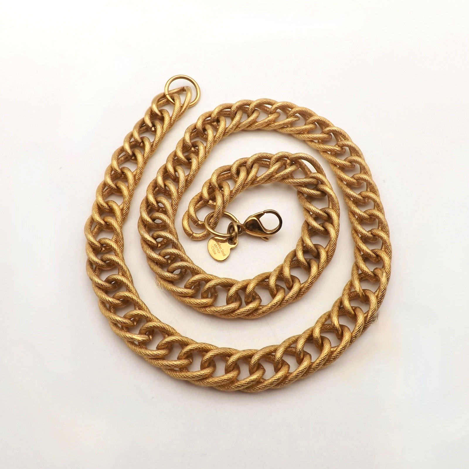 18k Gold Plated Stainless Steel Double Curb Link Pendant Necklace 18in 67gr