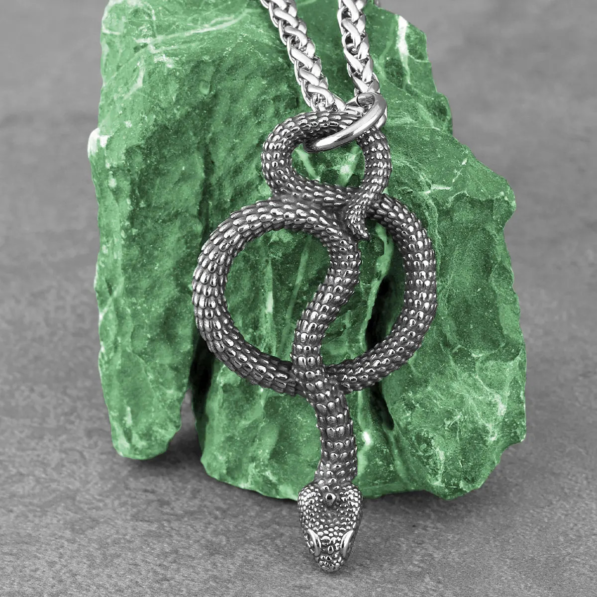 Stainless Steel Animal Snake Pendant Men Women Gothic Punk Hip Hop Handmade