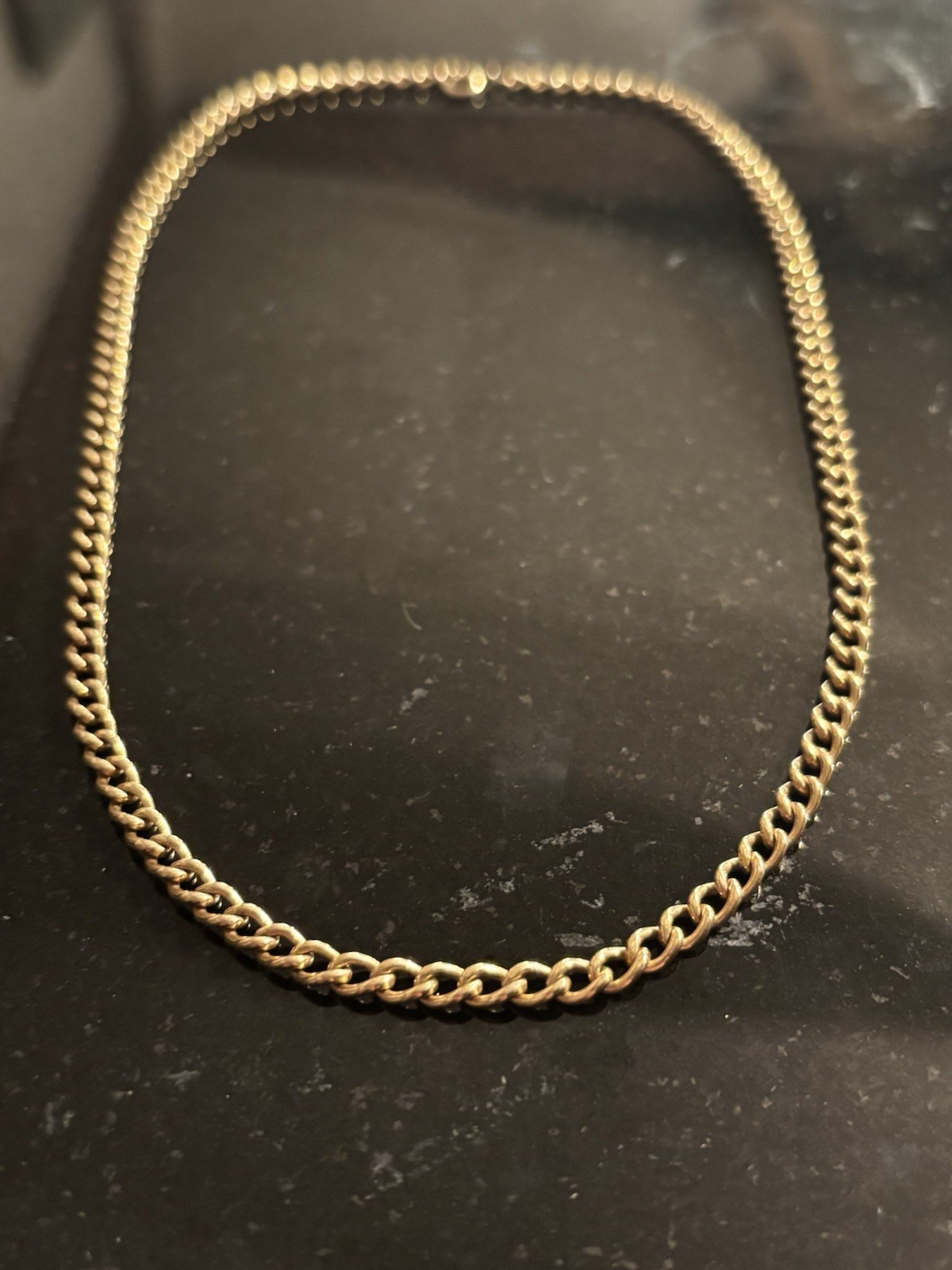 Gold Filled Curb Link Cuban Chain Necklace 20in Metal Spring Ring Clasp No Stone