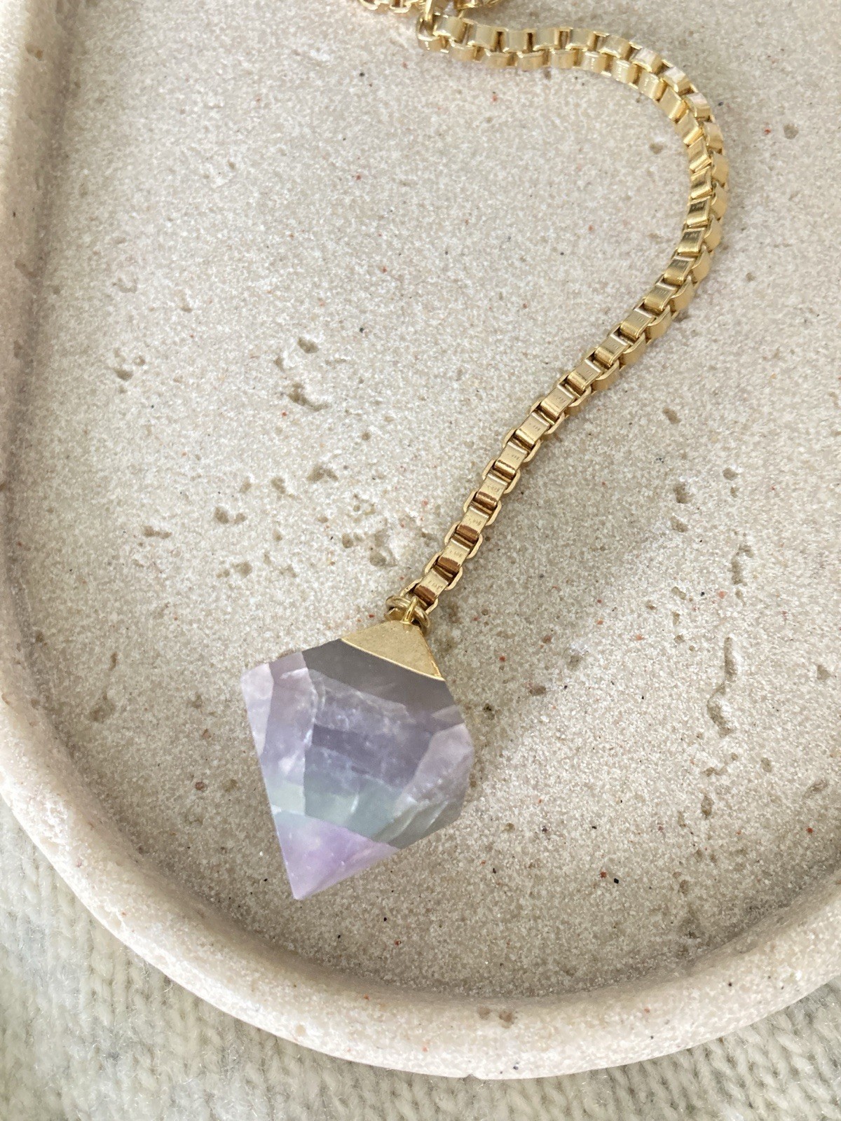 Luna Norte Gold Tone Crystal Point Lariat Necklace Purple Fluorite Style Whimsy