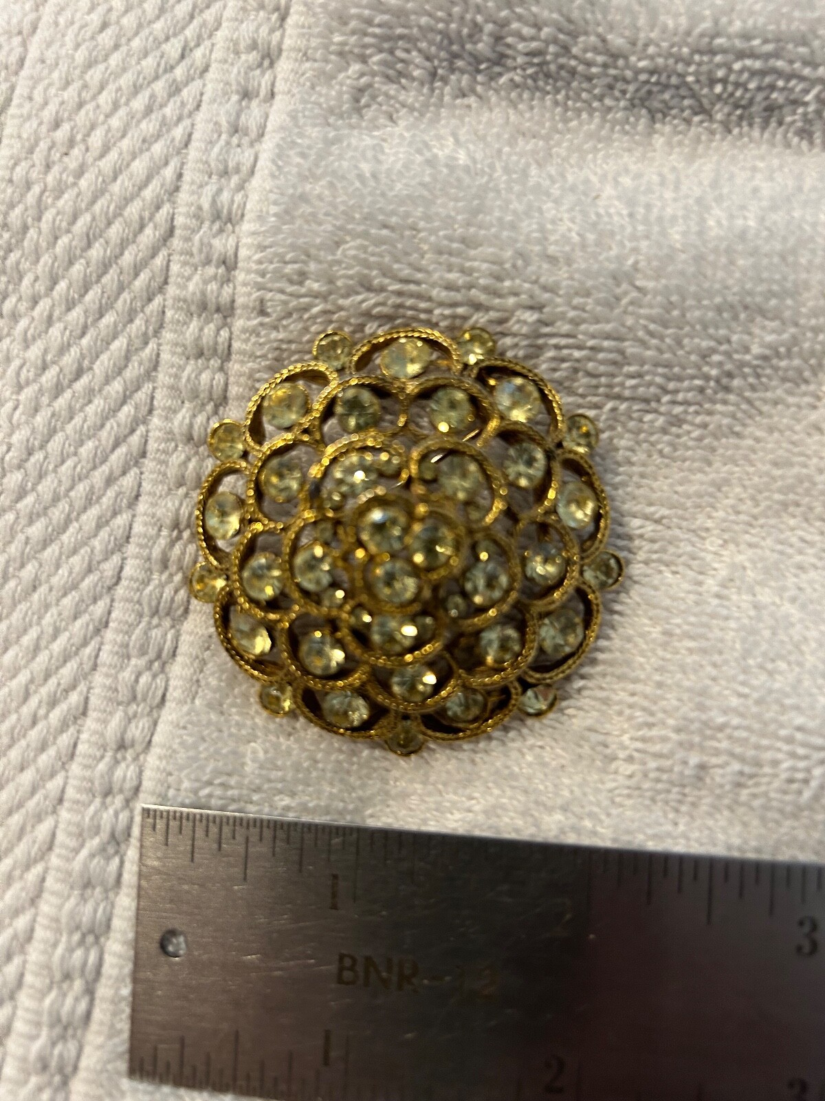 Vintage Yellow / Clear Rhinestone Pin