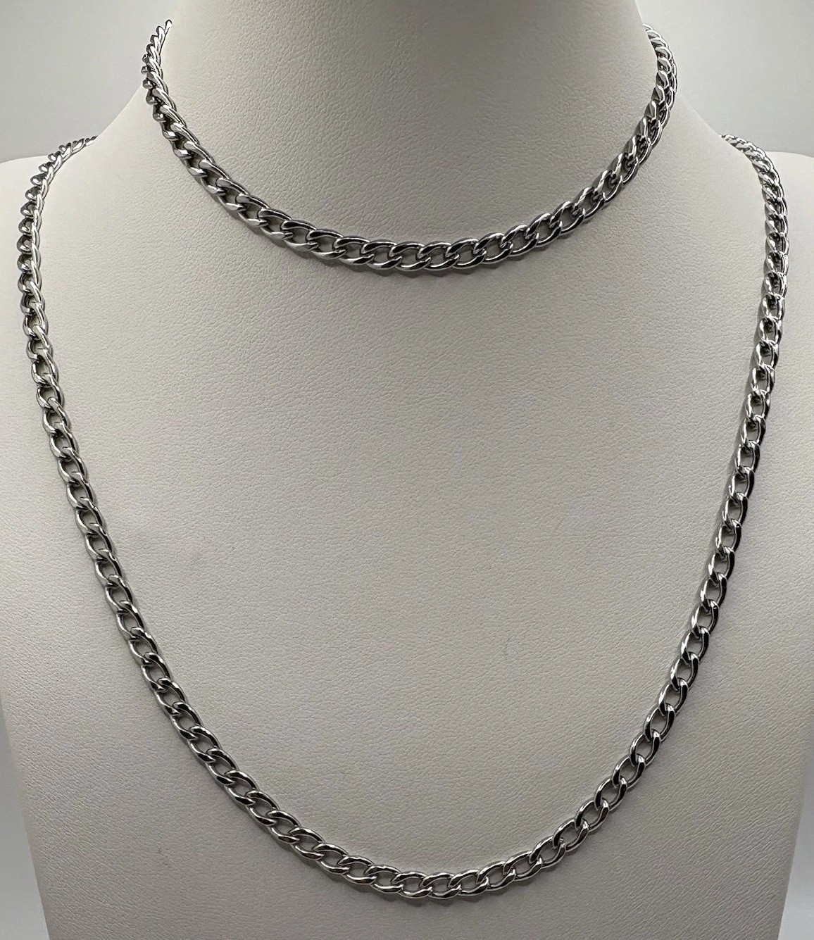 Stainless Steel Cuban Link Necklace & Bracelet Set Adjustable