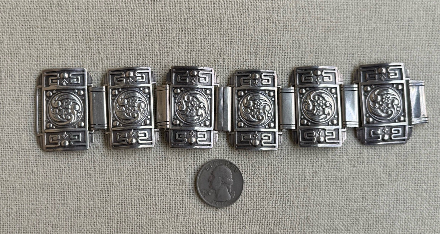 Vintage Candida Sterling Silver 63.6 gr Panel Wide Bracelet #1
