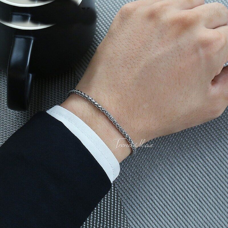 Stainless Steel Wheat Link Bracelets Hip Hop Men’s Punk Bracelet Women’s Jewelry