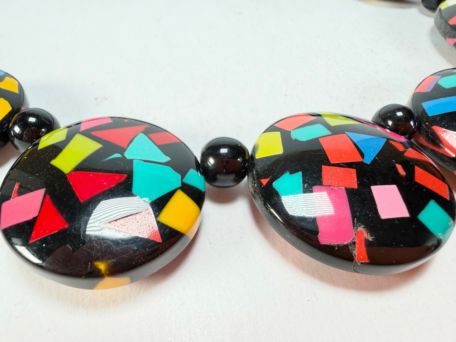 Marion Godart – Confetti “Bouclier” Art-Deco Mix Resin Necklace
