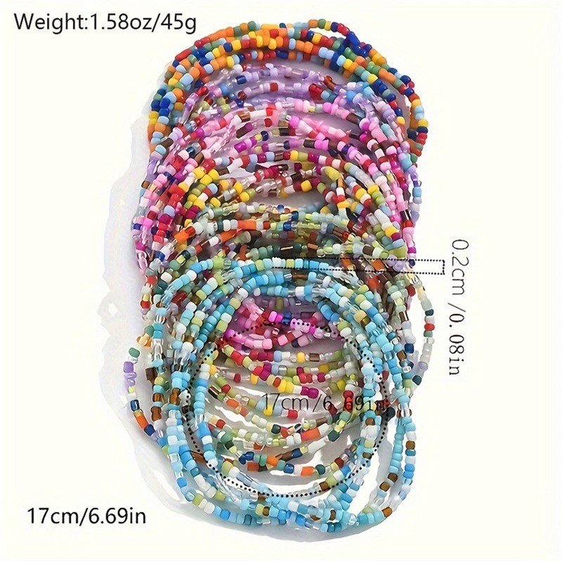 30Pcs Multicolor Seed Bead Stretch Bracelets Boho Stackable Beach Jewelry Gift