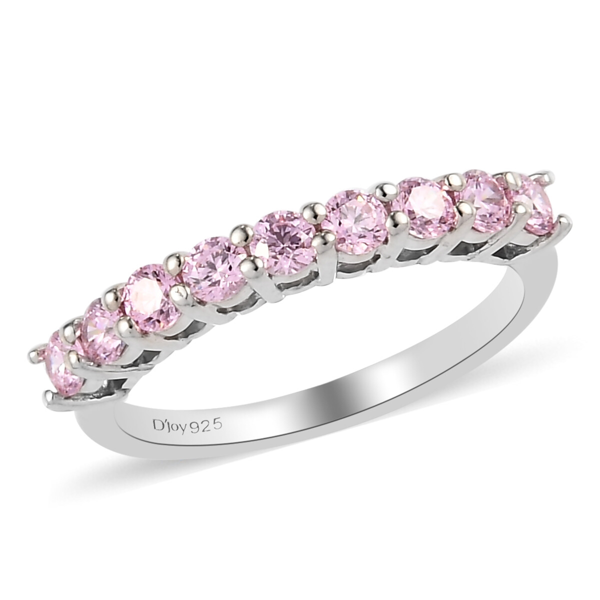1.10ctw LUSTRO STELLA Made with Finest Pink CZ Ring Platinum Plated Size 8