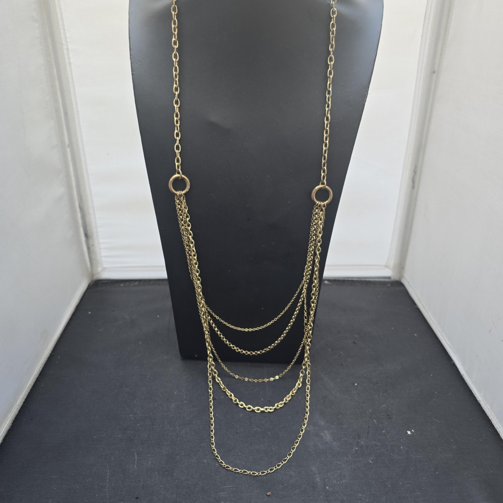 Necklace Chain Layered Fringe Gold Tone 36 In Long Stylish