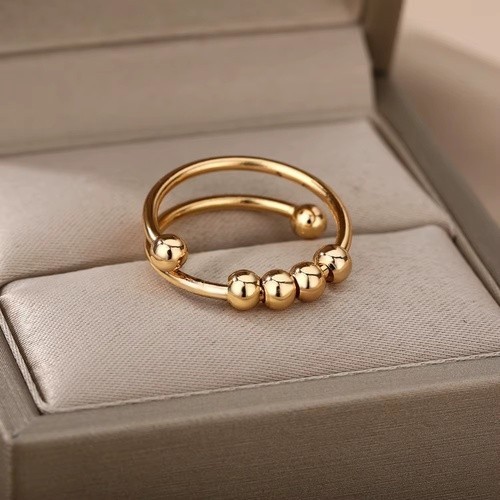 Anxiety Spinner Ring Adjustable Stainless Steel Anti Stress Bead Finger Ring