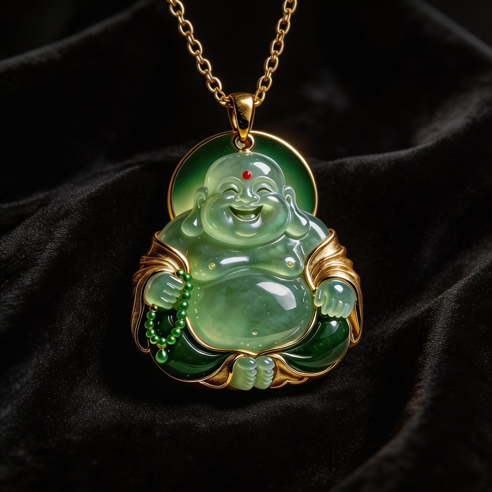 New Metal Maitreya Buddha Pendant Necklace Chinese Style Figure Collectible