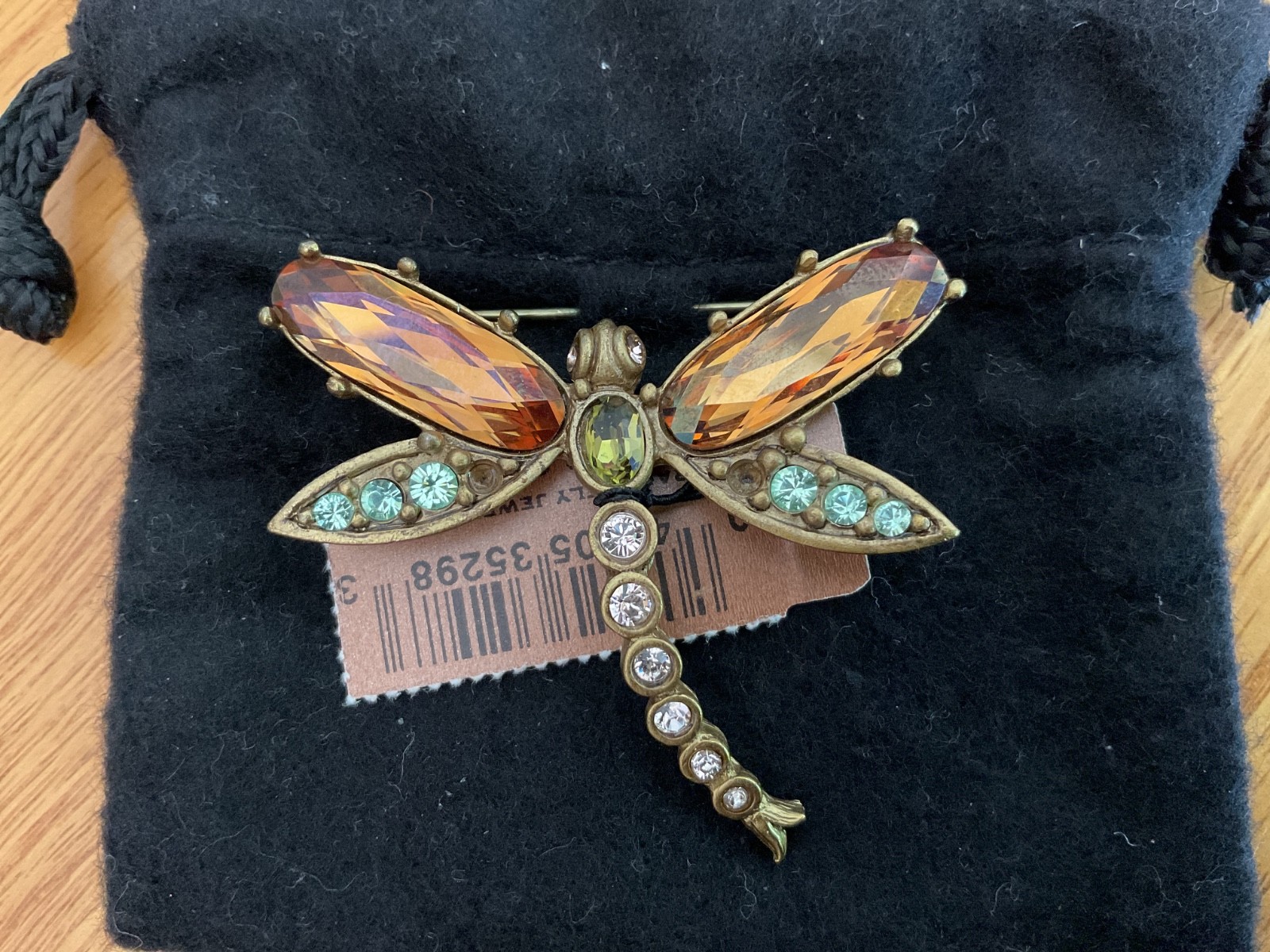 Jay Strongwater Crystal Dragonfly Pin/ Brooch Small – Signed, NEW IN BOX