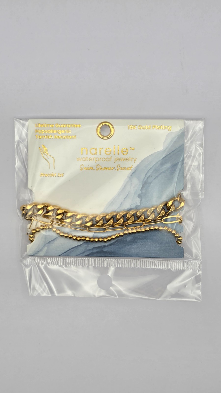 Narelle Waterproof Curb Chain Bracelet Set – 18K Gold Plating