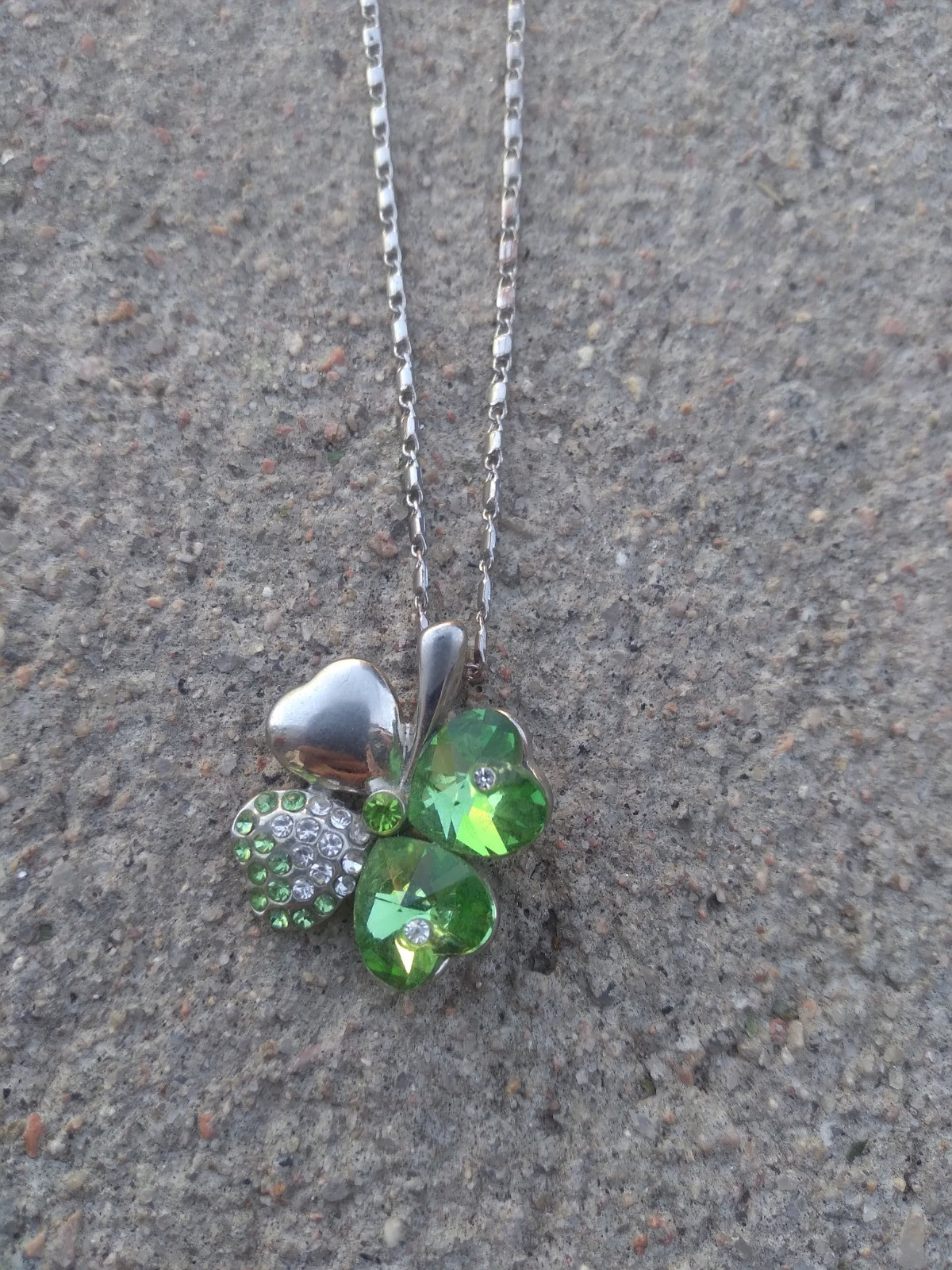 Lucky Pendant Clover Charm Necklace Silver Tone 18 KGP