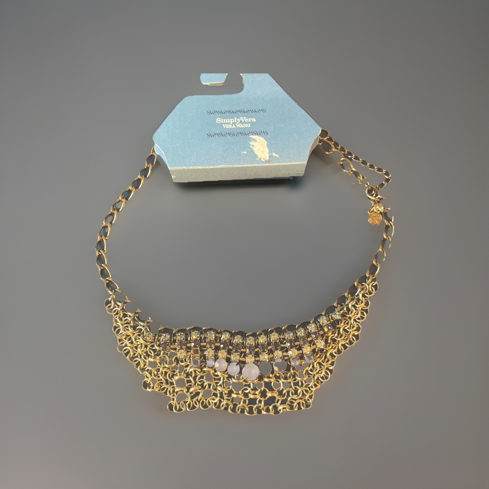 Simply Vera Vera Wang Women’s Necklace, Statement Piece, Silver, blue stones