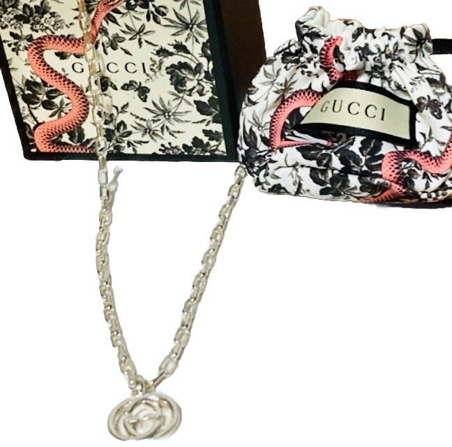 GUCCI Interlocking G Chain Necklace 925 Silver Authentic