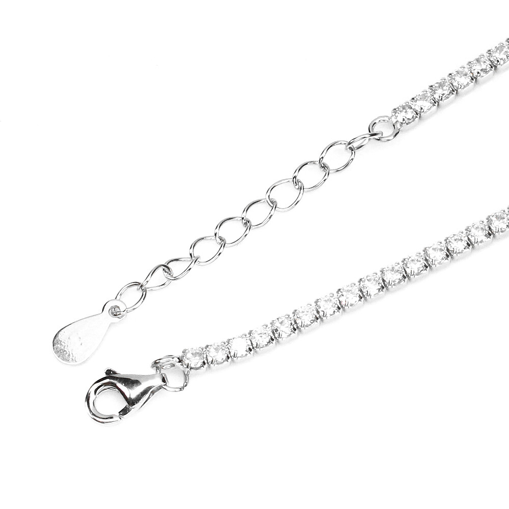 925 Sterling Silver Bracelet Round White Simulated Cz Gemstone Jewelry