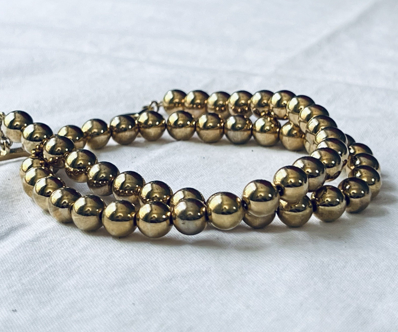 Ralph Lauren American Living Vintage Gold Tone Ball Bead Choker Necklace, 17.5”