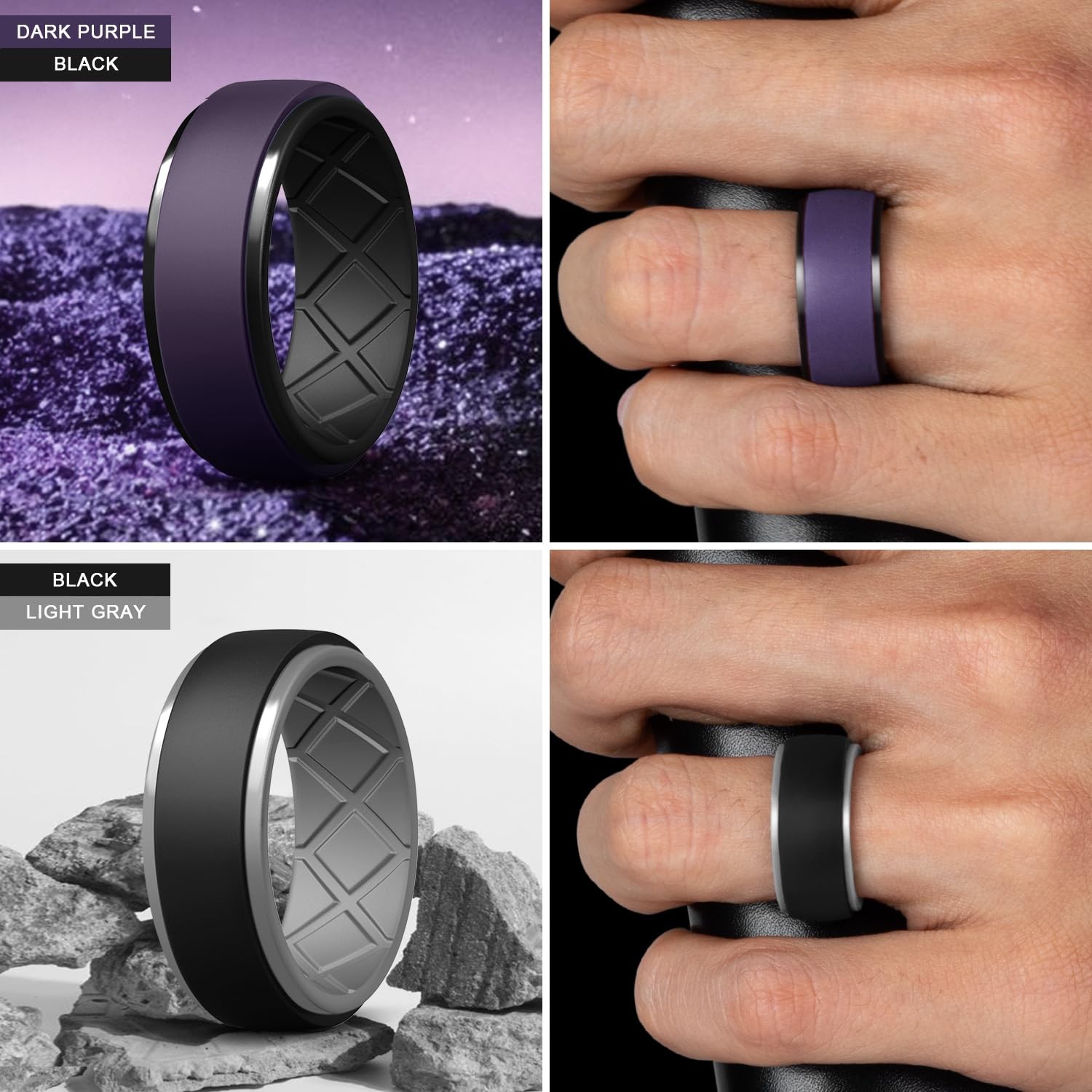 Silicone Rings for Men, Rubber Wedding Bands for Him, 10.5Mm Wide 2.8Mm Thick, B