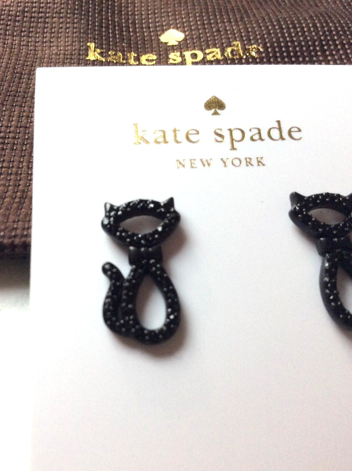 Kate Spade JAZZ PAVE black CAT STUD earrings crystal holiday Disney Halloween –