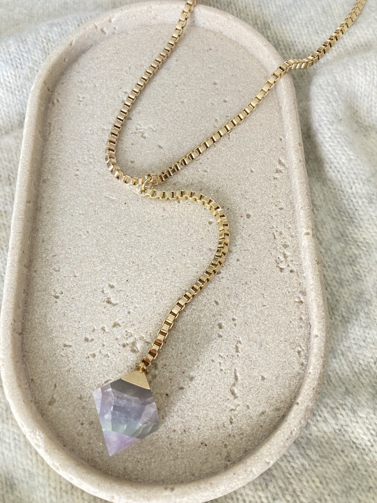Luna Norte Gold Tone Crystal Point Lariat Necklace Purple Fluorite Style Whimsy