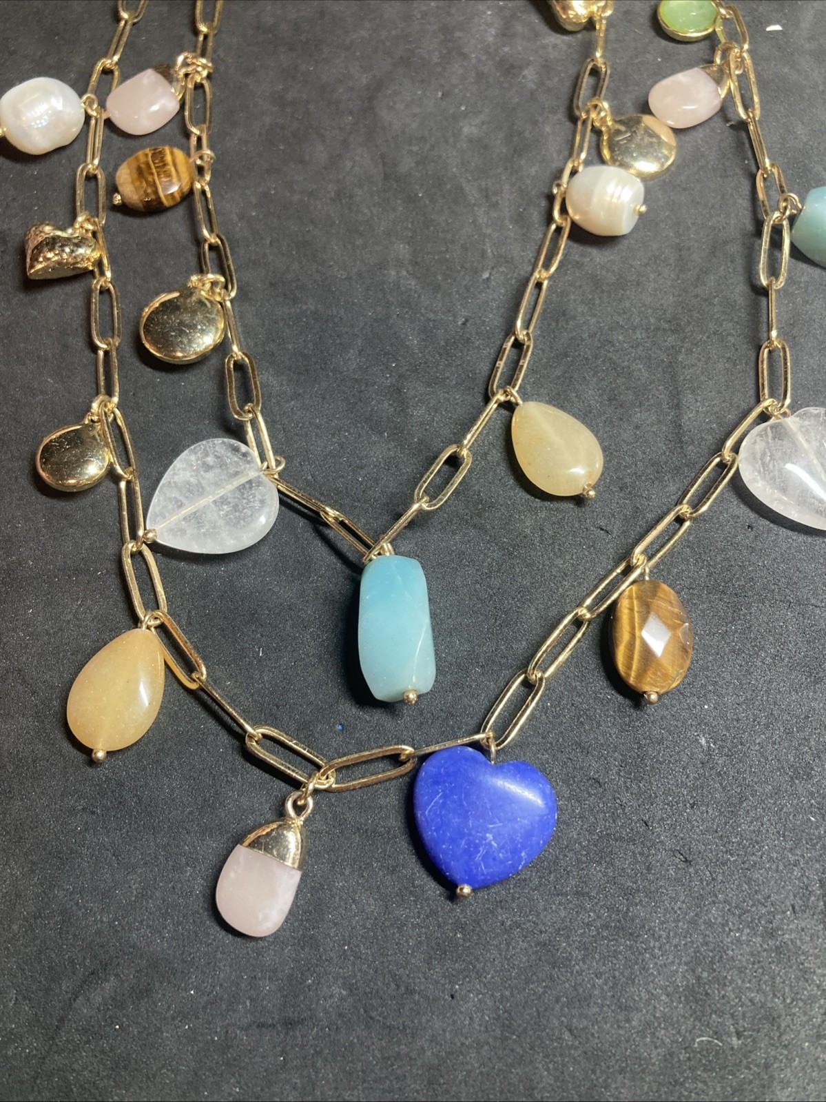 Talbots 16-22” Layered Semi Precious Stone Necklace B156