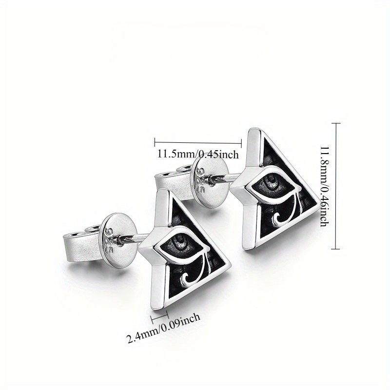Men’s Single Black Horus Eye of God Earring Hip Hop Punk Style Ear Studs Copper