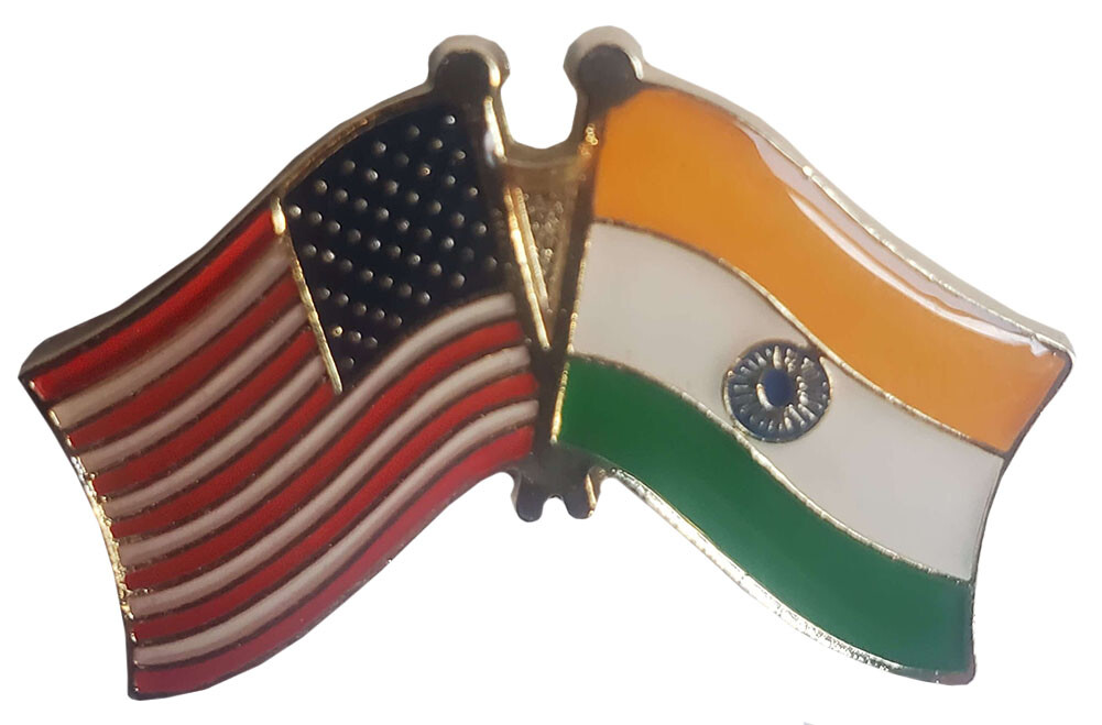 Pack of 50 USA & India Combination Friendship Motorcycle Hat Cap Lapel Pin