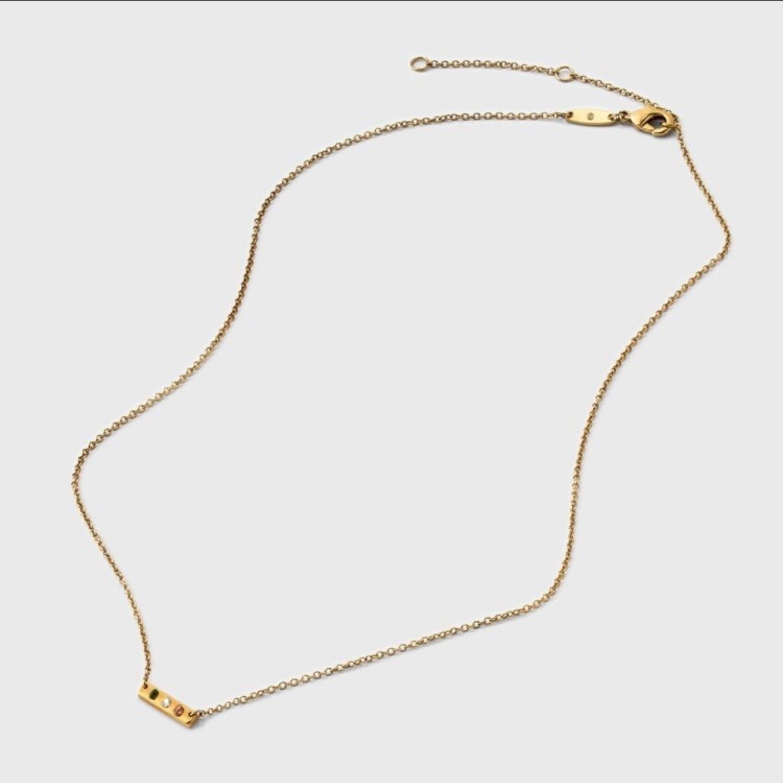 Tiny Tags Luck of the Irish Gold Tone 3 Stone Bar Necklace NEW