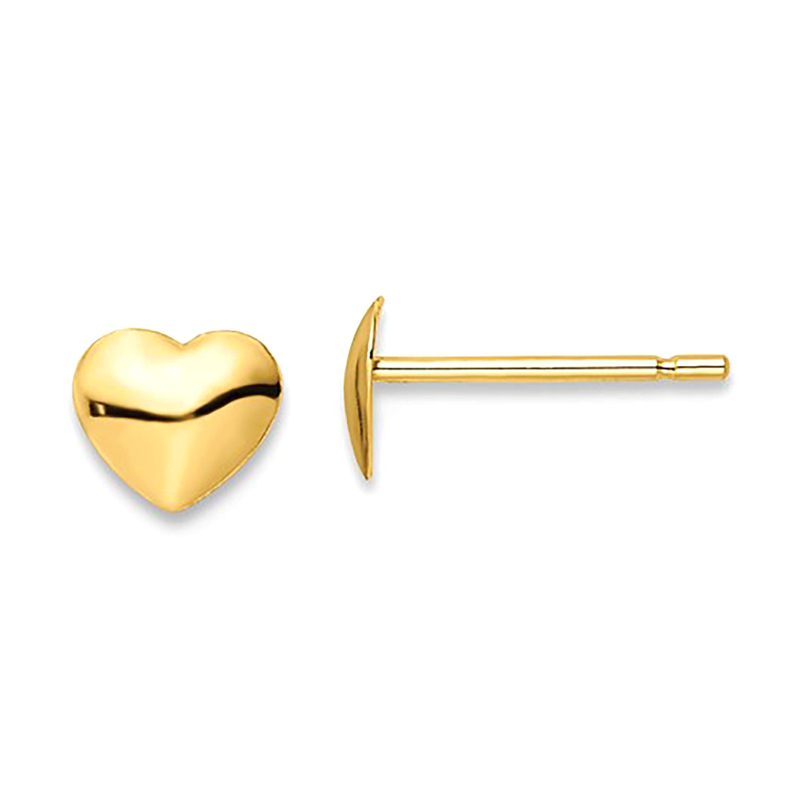 14k Yellow Gold Heart Shaped Stud Earrings