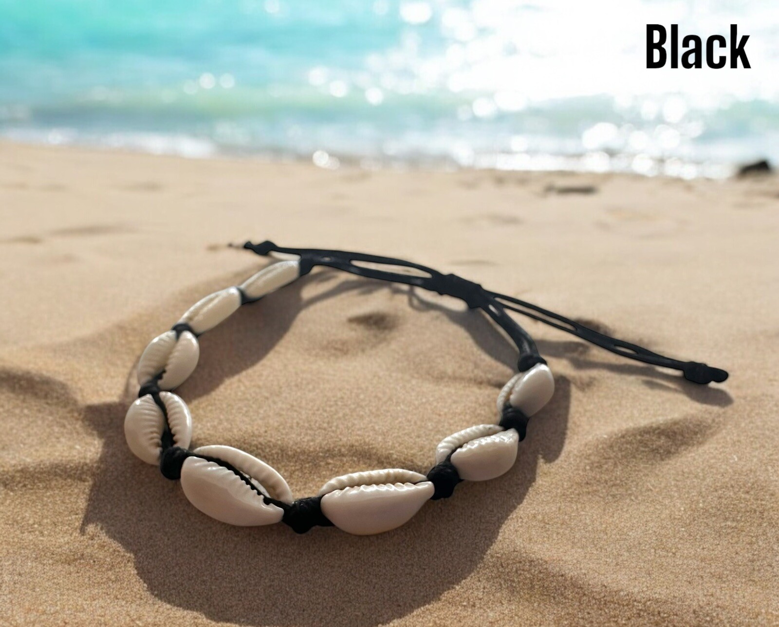 Adjustable Macrame Cowrie Shell Bracelets with Wooden Beads – Choose Your Color