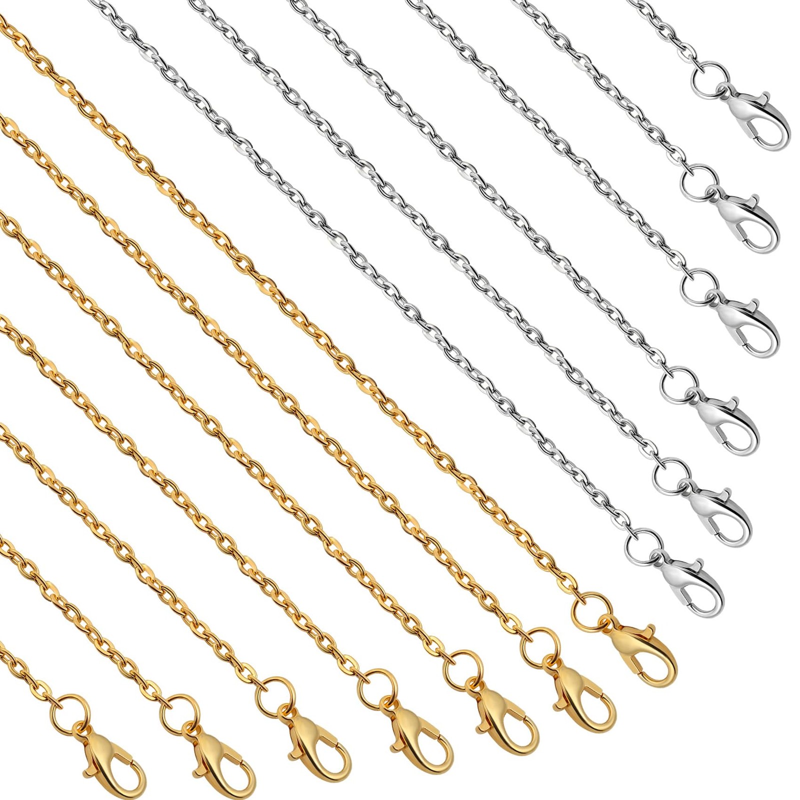 Lemonkey 24 Pack 18 Inch Gold & Silver Plated Bulk Cable Link Chains DIY Craft