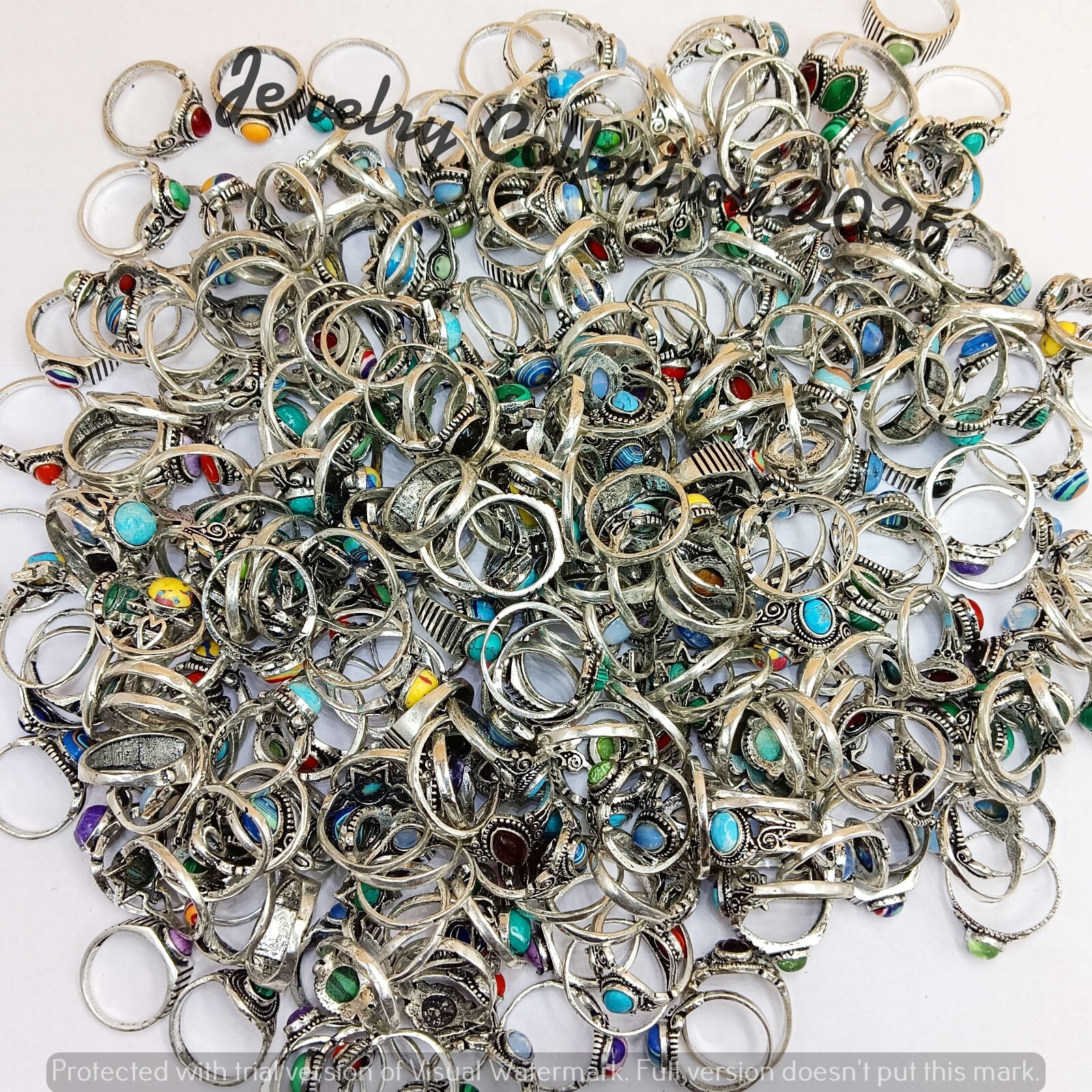 Charoite & Mix Gemstone 50PCS Rings 925 sterling Silver Plated Bulk Lot Jewelry