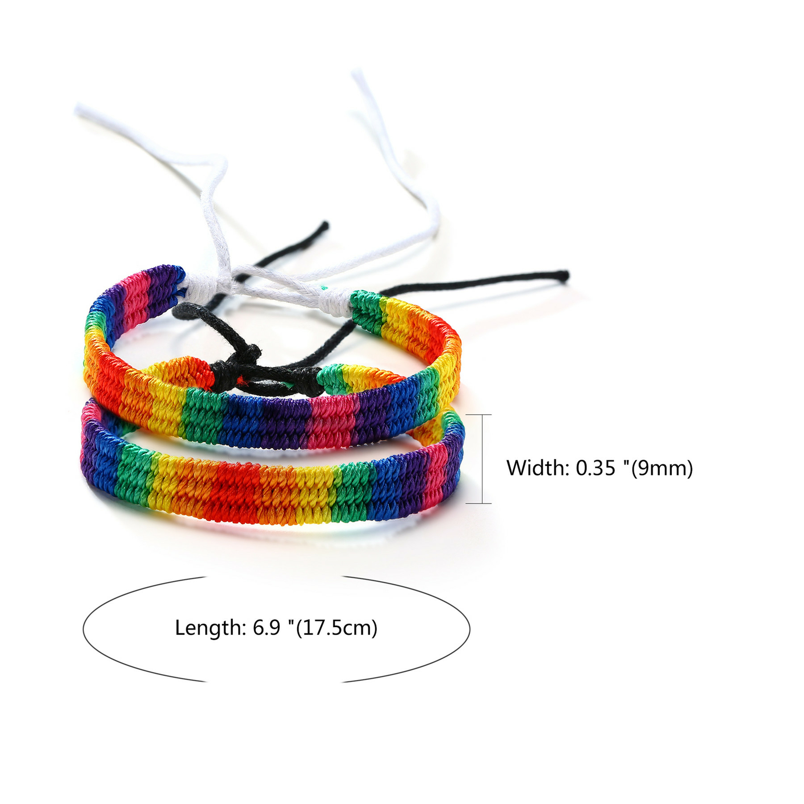 2pcs Rainbow LGBT Lesbian Gay Pride Friendship Briaded Rope Adjustable Bracelets