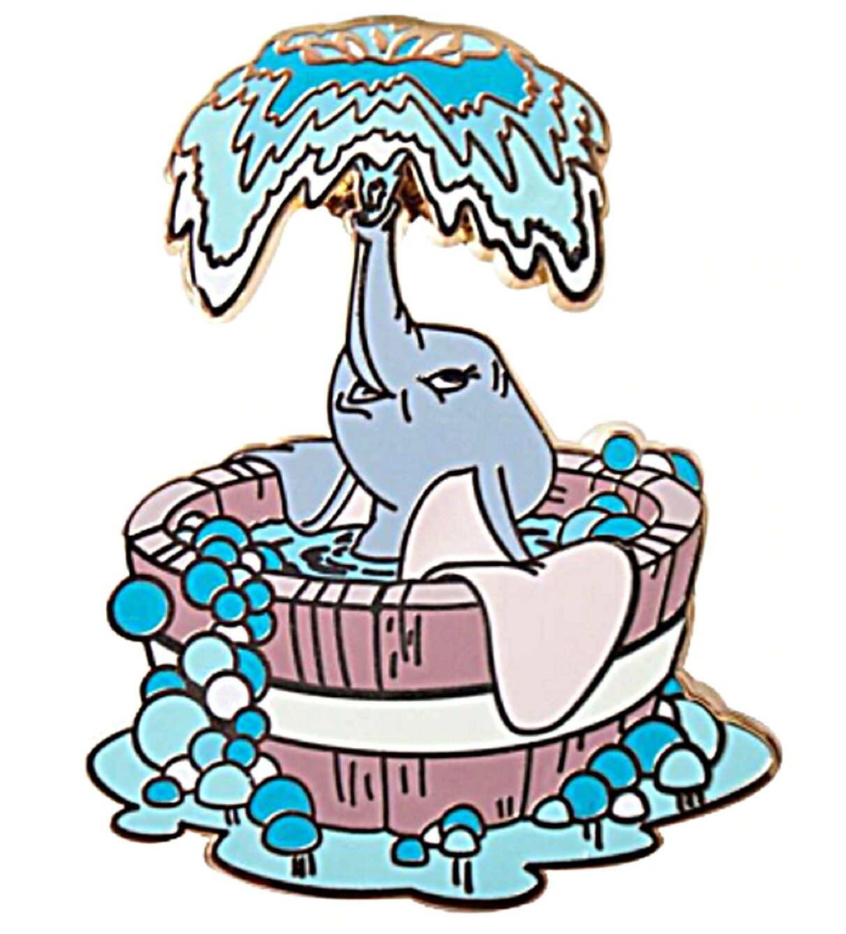 Dumbo in Bath Metal Enamel 1 Inch Tall Pin