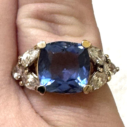 Simulated Tanzanite & CZ Ring