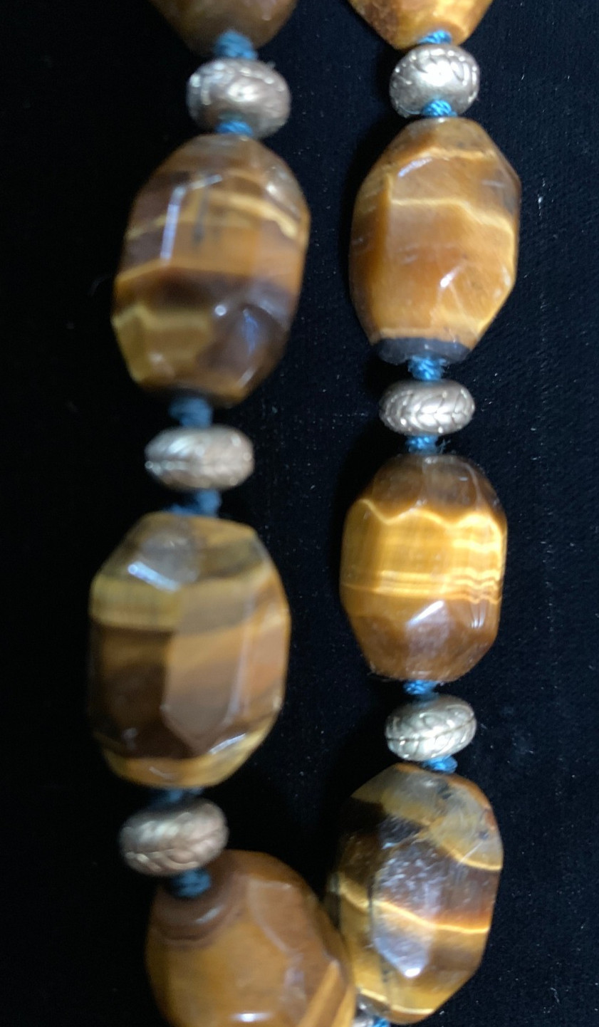SIGRID OLSEN Chunky Tiger’s Eye Stone w/Gold-tone Removable Pendant Necklace
