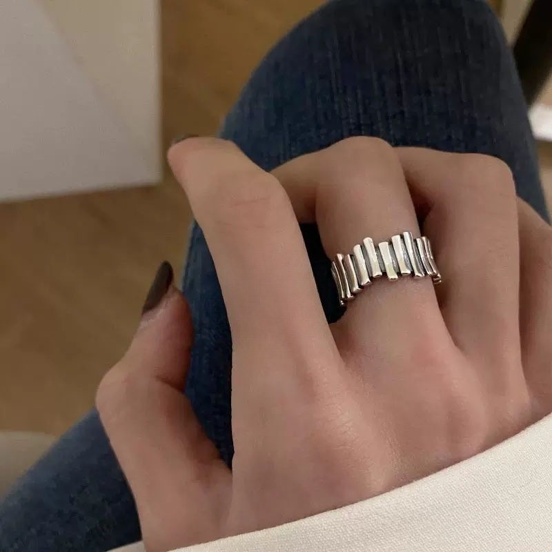 Women’s Fashion Unique Wave Fence Ring Finger Ring Adjustable Open Ring Copper