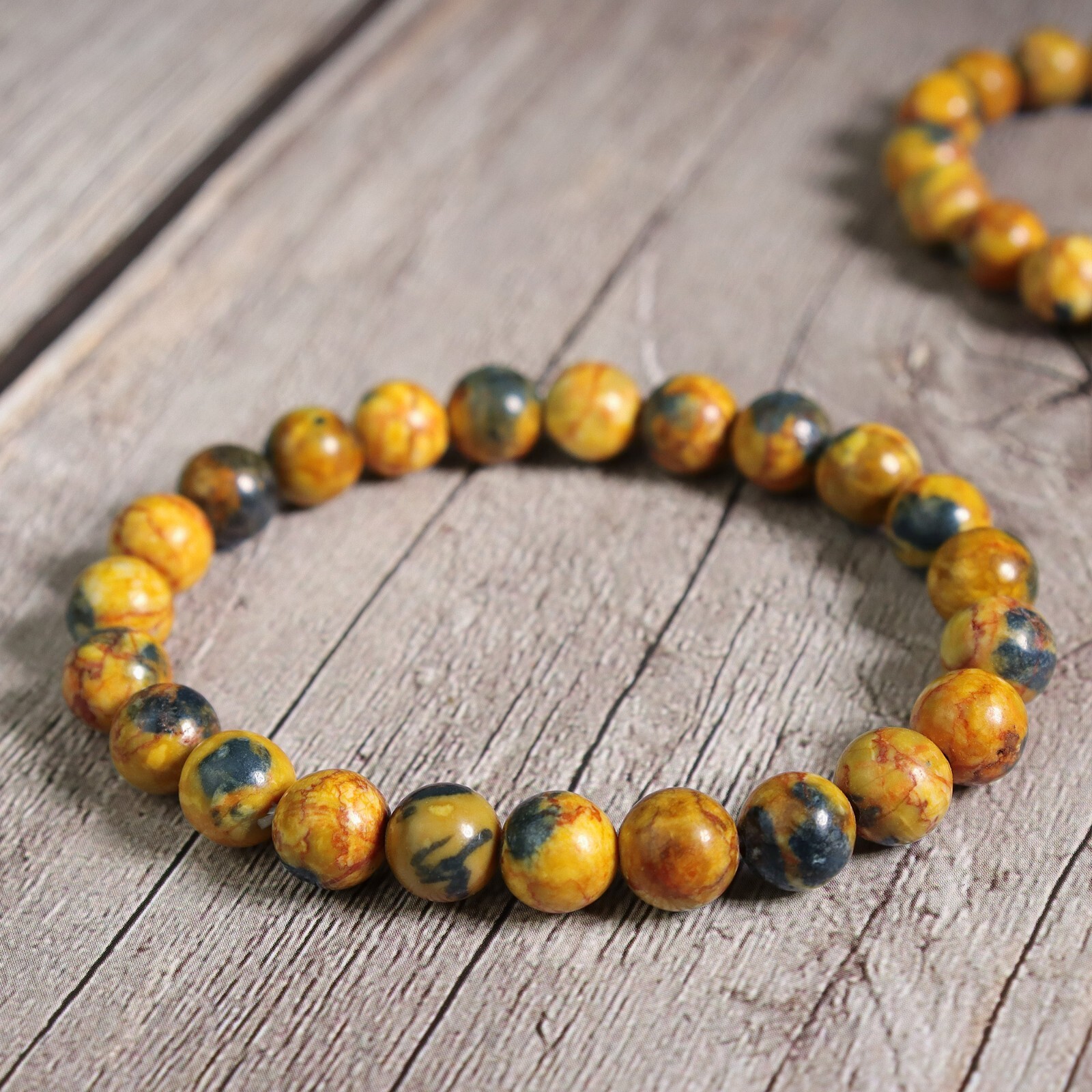 Natural Bumblebee Jasper Crystal 8mm Beads Gemstone Healing Unisex Bracelet