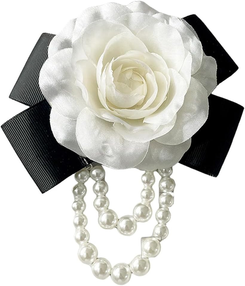 Camellia Pearl Brooches & Pins – Floral Shawl Clips & Hair Clips for Women & Gir