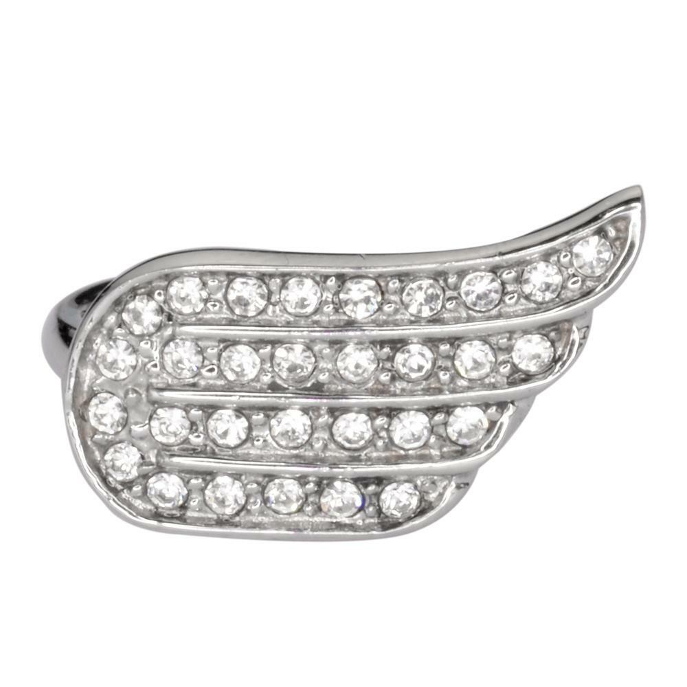 Ladies Bling Wing Ring White Crystals Stainless Steel Jewelry 113