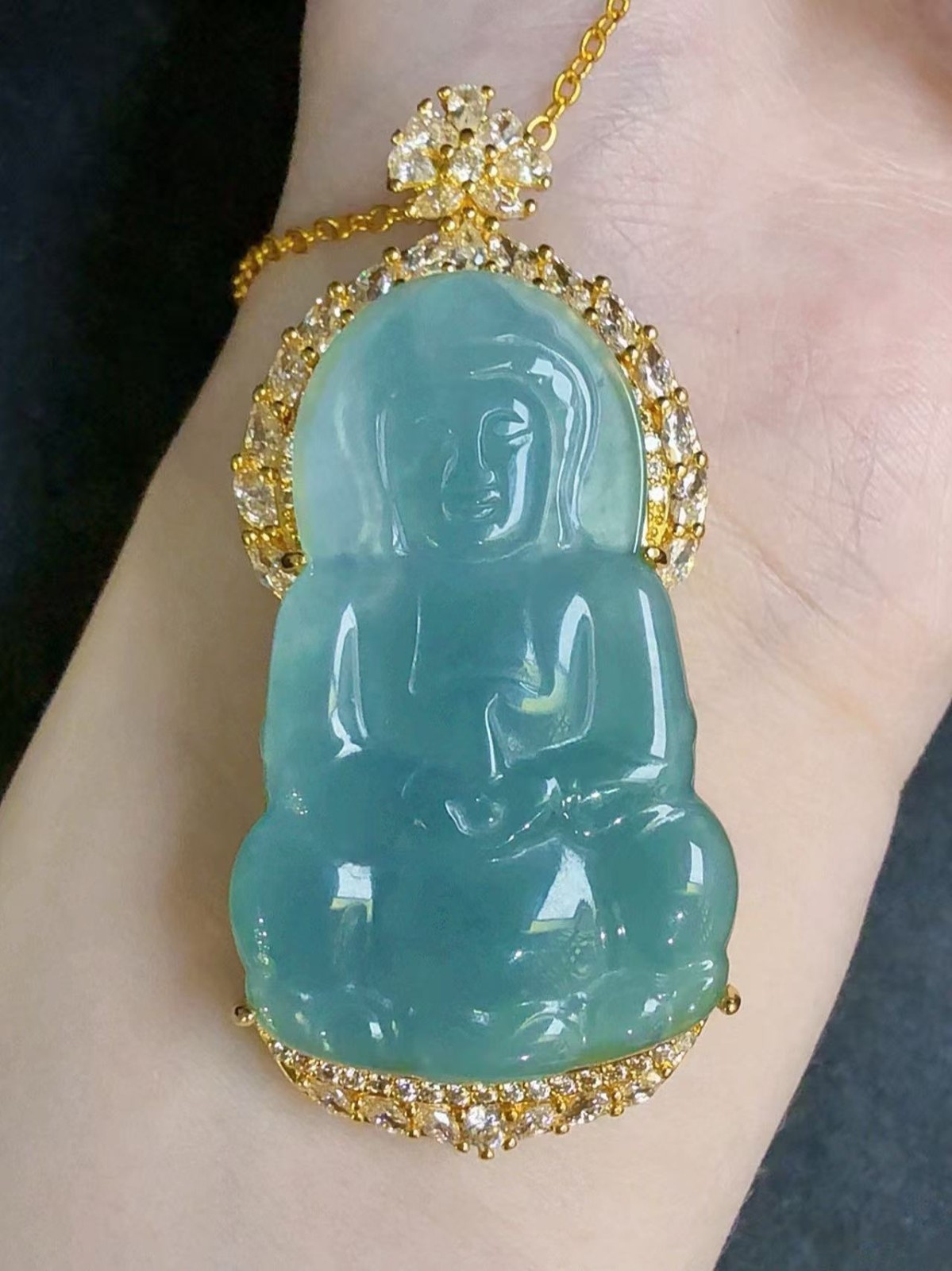 Nice Natural grade A jadeite sky blue pendant