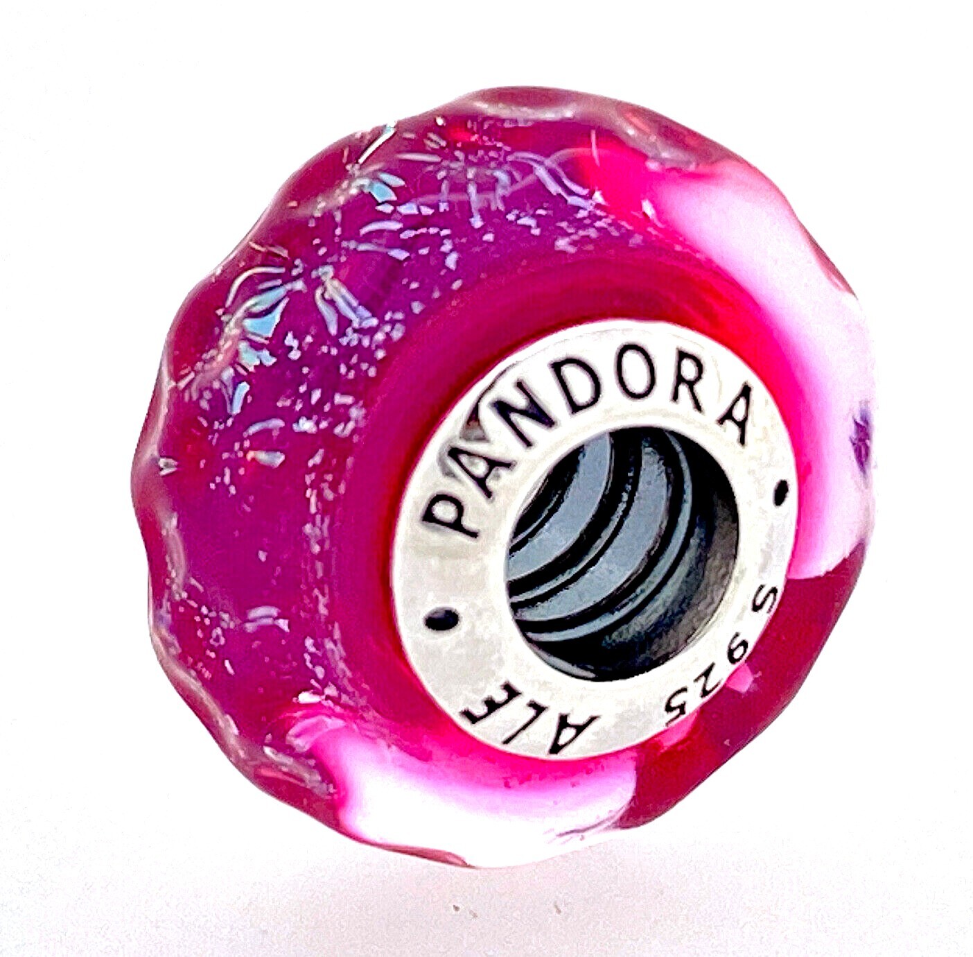 New 100% Authentic PANDORA 925 Wavy Pink/Red Murano Glass Charm 798872C00