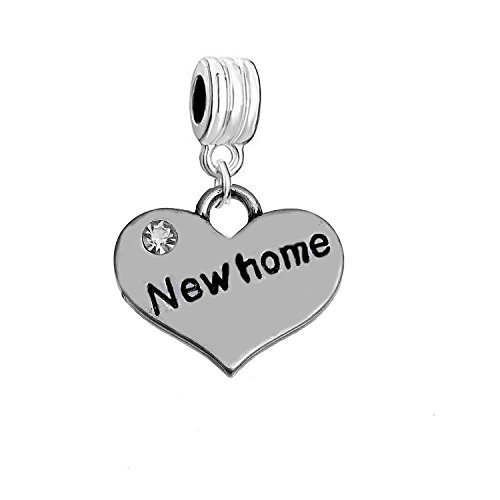 Sexy Sparkles “New Home ” Heart Charm W/Clear Rhinestones Dangling Spacer Europe