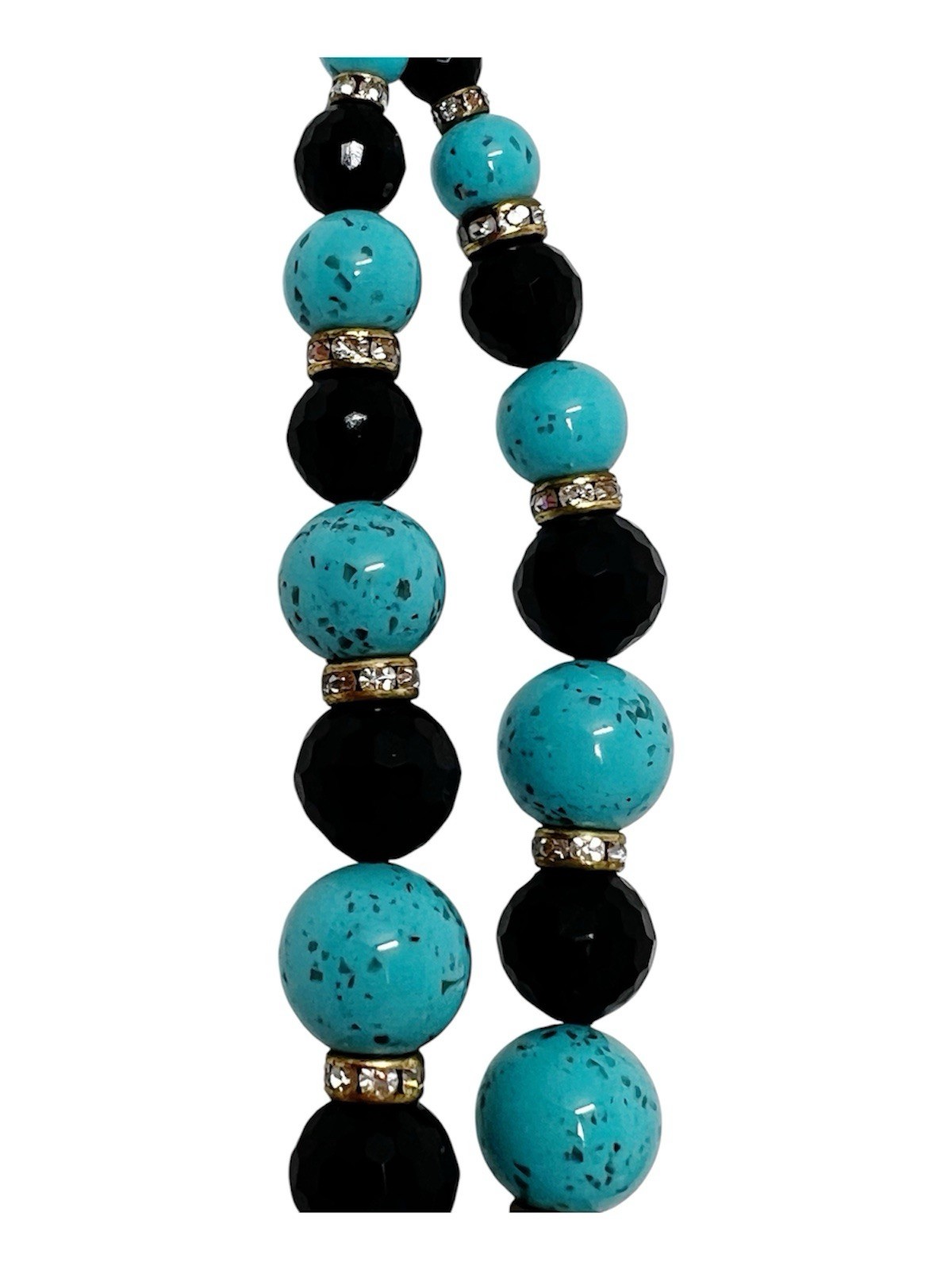 Vintage Style Multi-Strand Acrylic Beaded Bracelet Turquoise Blue Black Color