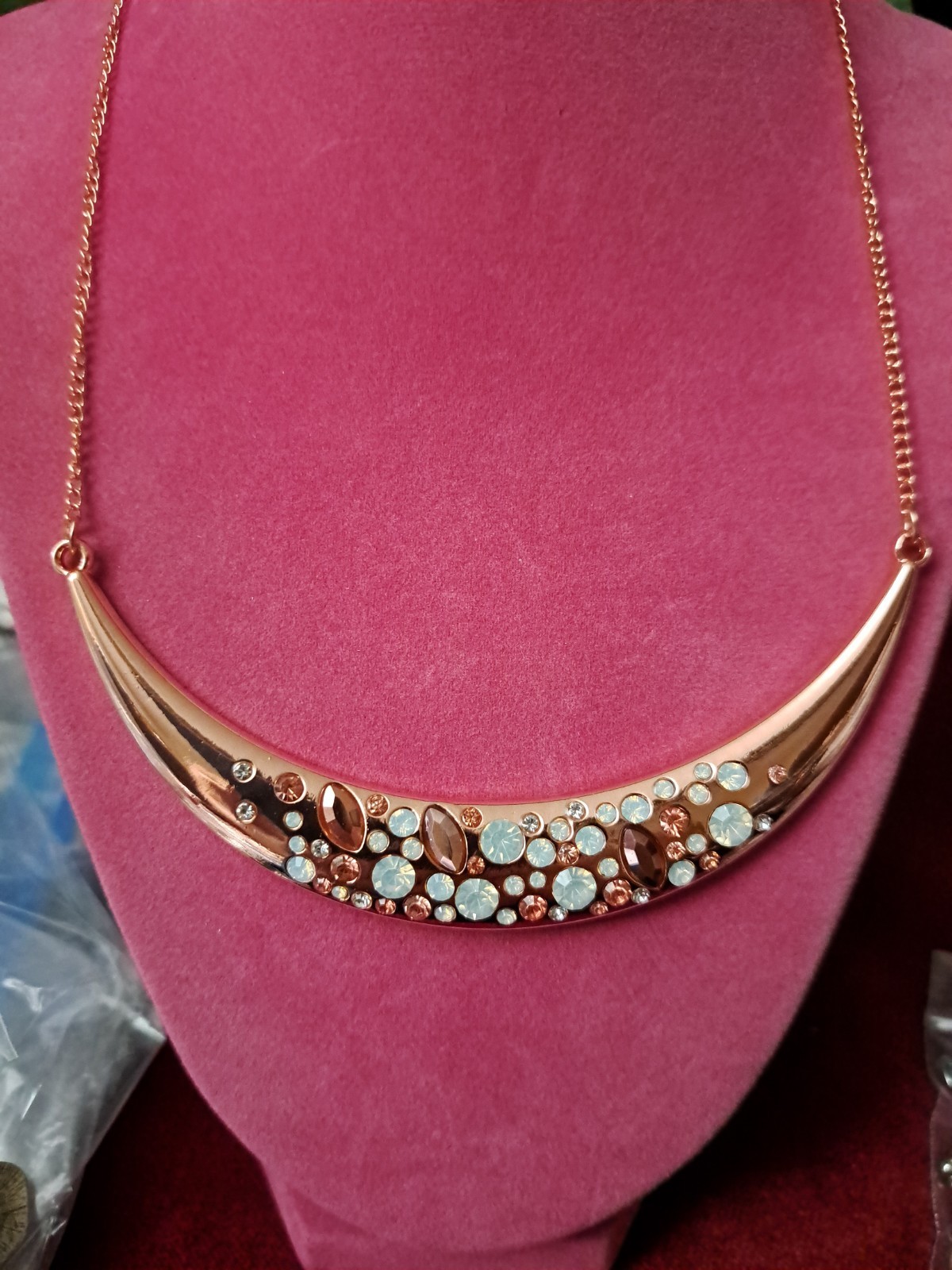 Paparazzi Bejeweled Baroness Pink & Mint Green Necklace Stunning Rose Gold