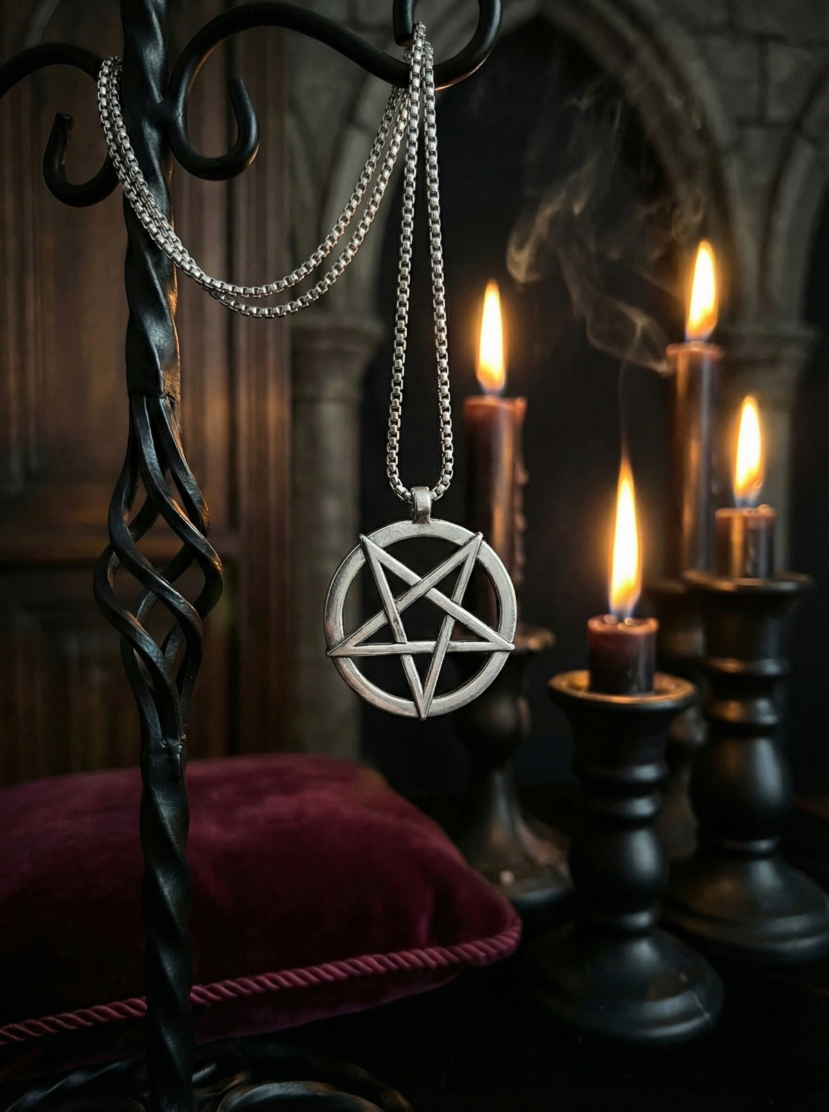 Large Inverted Pentagram Magic Pendant Necklace Satanic Baphomet Occult